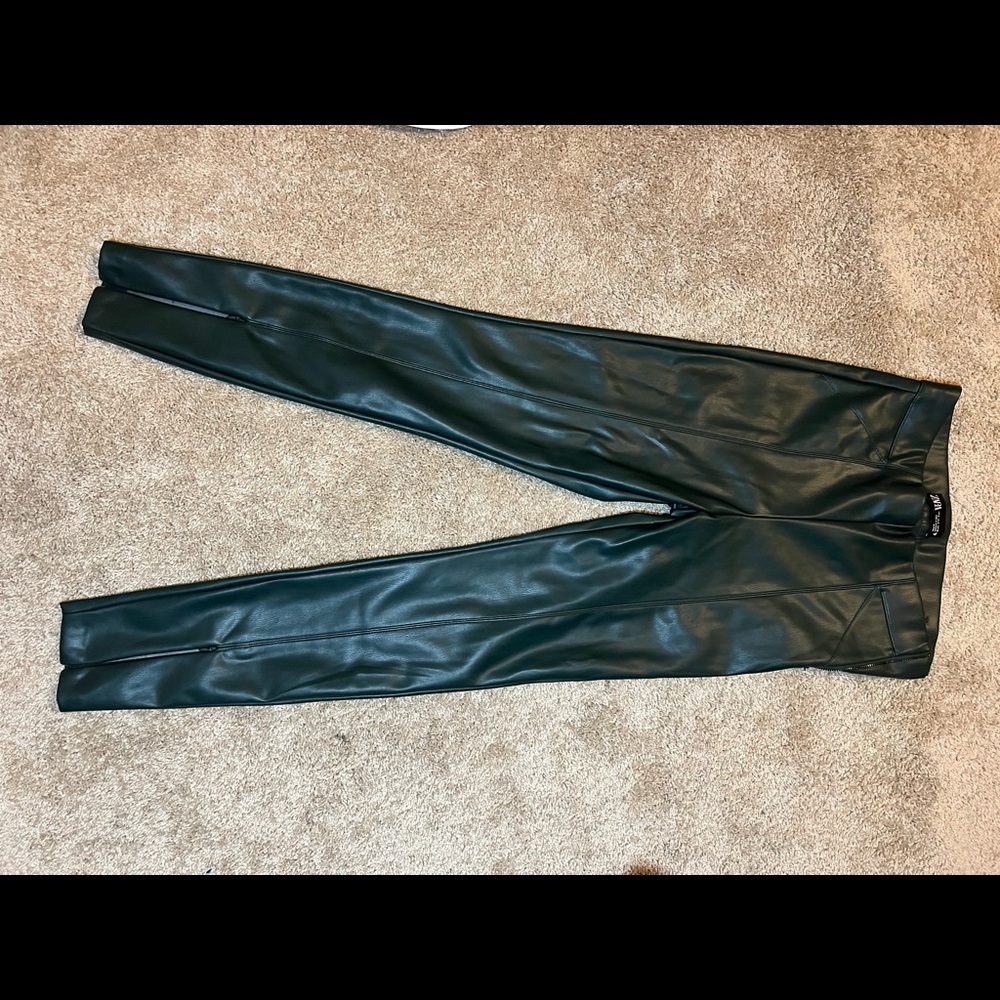 Zara Dark Green Faux Leather pants size Small